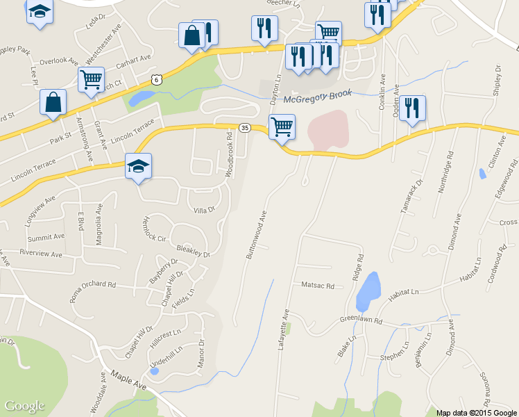 map of restaurants, bars, coffee shops, grocery stores, and more near 223 Buttonwood Avenue in Cortlandt