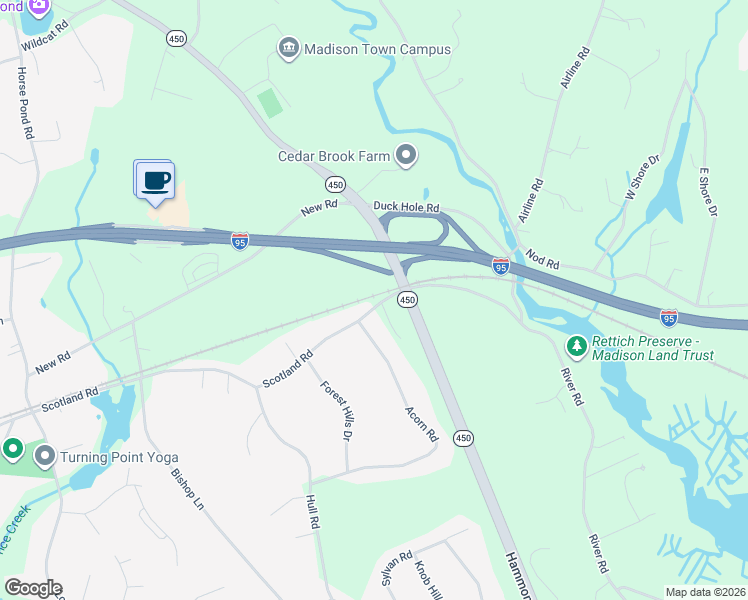 map of restaurants, bars, coffee shops, grocery stores, and more near 179 Scotland Road in Madison