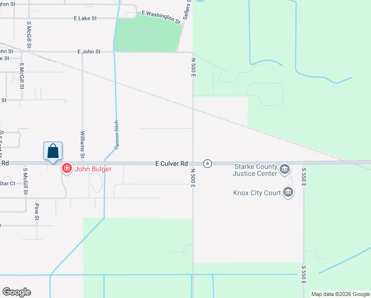map of restaurants, bars, coffee shops, grocery stores, and more near 1102 East Culver Road in Knox