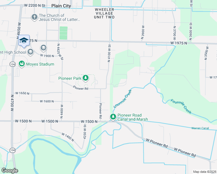 map of restaurants, bars, coffee shops, grocery stores, and more near 4096 West 1725 North in Plain City