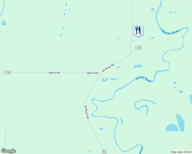 map of restaurants, bars, coffee shops, grocery stores, and more near 17688 West River Road in Columbia Station