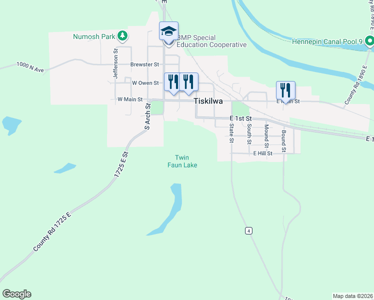 map of restaurants, bars, coffee shops, grocery stores, and more near in Tiskilwa