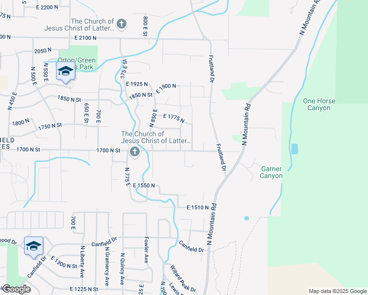 map of restaurants, bars, coffee shops, grocery stores, and more near 1708 North 900 East in North Ogden