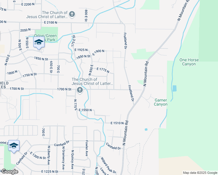 map of restaurants, bars, coffee shops, grocery stores, and more near 1708 North 900 East in North Ogden