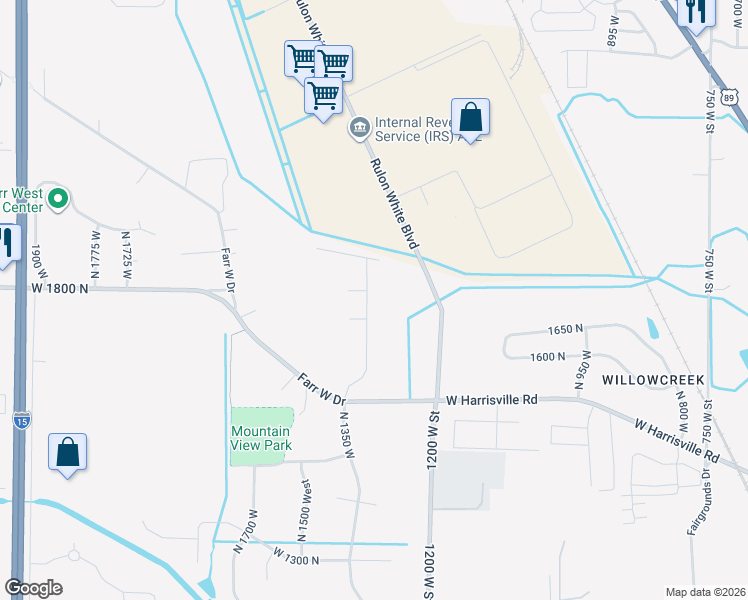 map of restaurants, bars, coffee shops, grocery stores, and more near 1780 North 1350 West in Farr West