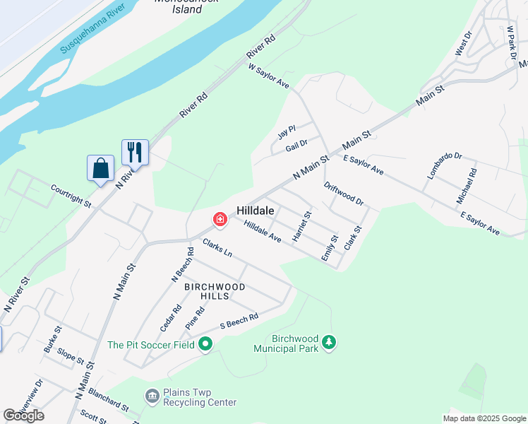 map of restaurants, bars, coffee shops, grocery stores, and more near 23 Chamberlain St in Plains
