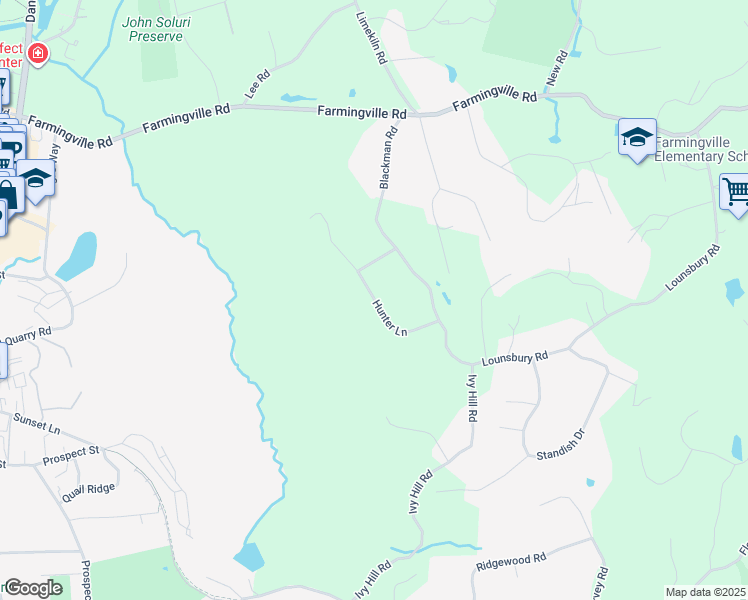 map of restaurants, bars, coffee shops, grocery stores, and more near 33 Hunter Lane in Ridgefield