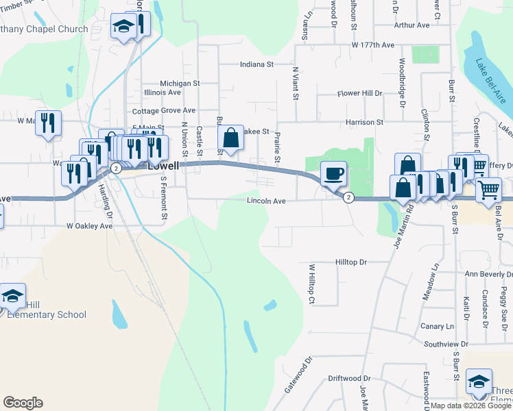 map of restaurants, bars, coffee shops, grocery stores, and more near 1120 Lincoln Avenue in Lowell