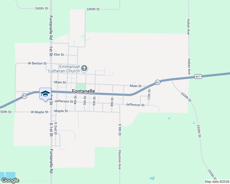 map of restaurants, bars, coffee shops, grocery stores, and more near 809 Washington Street in Fontanelle