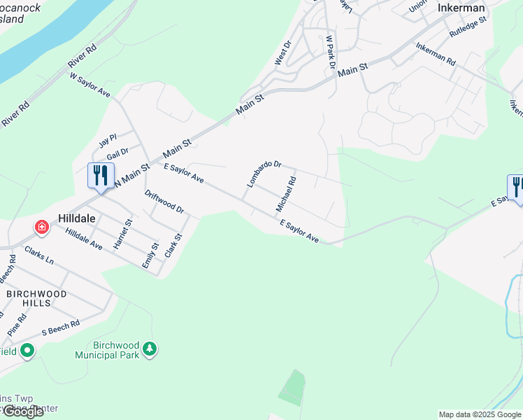 map of restaurants, bars, coffee shops, grocery stores, and more near 52 East Saylor Avenue in Wilkes-Barre