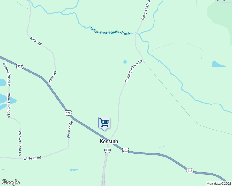 map of restaurants, bars, coffee shops, grocery stores, and more near 353 Camp Coffman Road in Kossuth