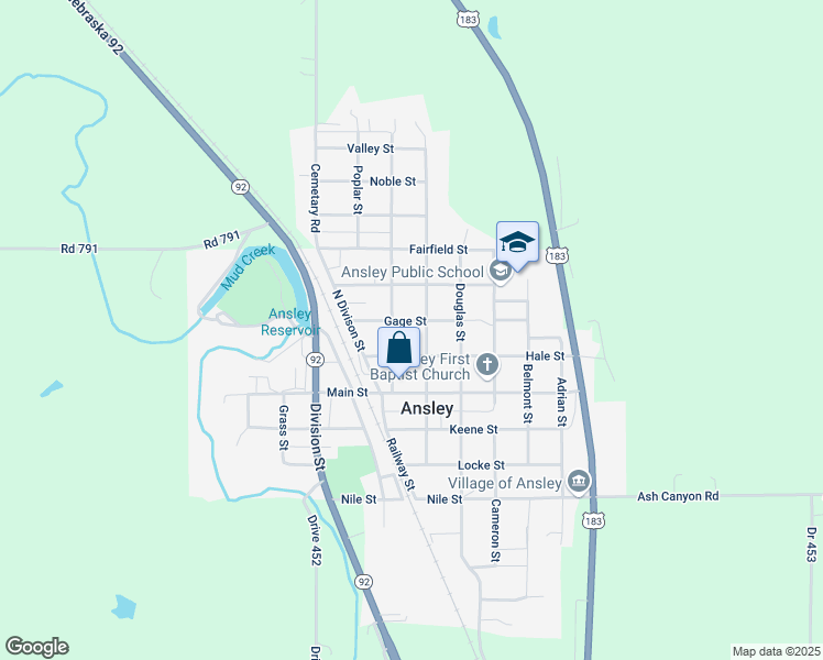 map of restaurants, bars, coffee shops, grocery stores, and more near 106 Gage Street in Ansley