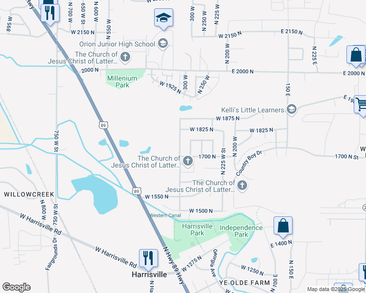 map of restaurants, bars, coffee shops, grocery stores, and more near 1788 North Diane Road in North Ogden