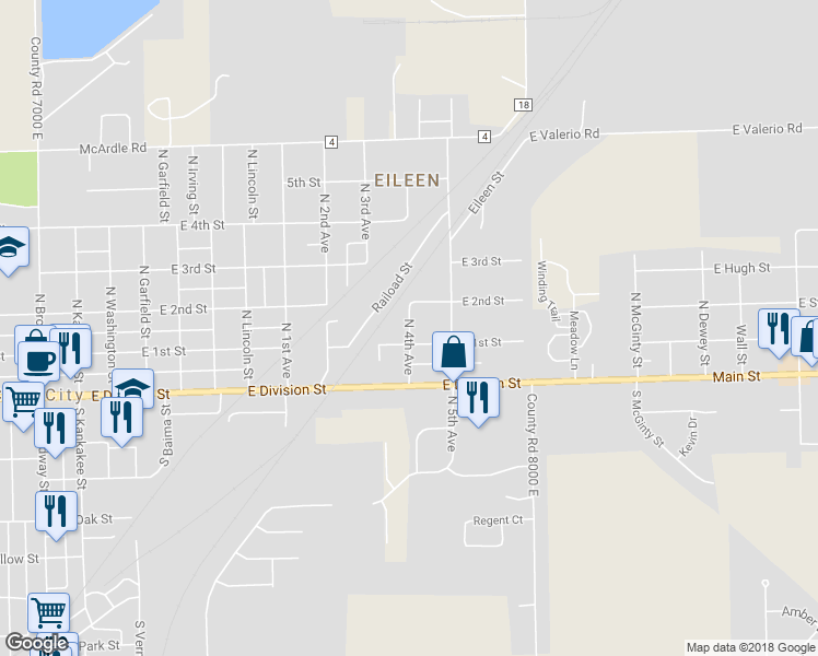 map of restaurants, bars, coffee shops, grocery stores, and more near 150 North 4th Avenue in Coal City
