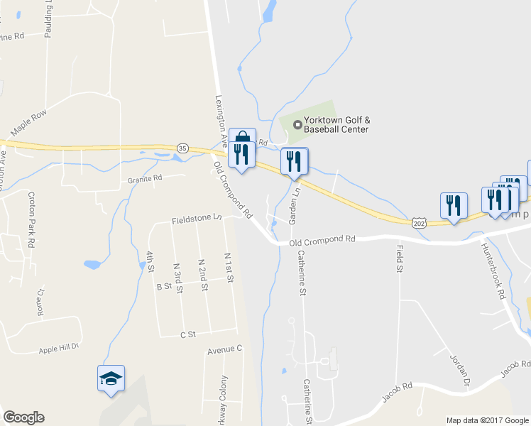 map of restaurants, bars, coffee shops, grocery stores, and more near 3896 Old Crompond Road in Cortlandt