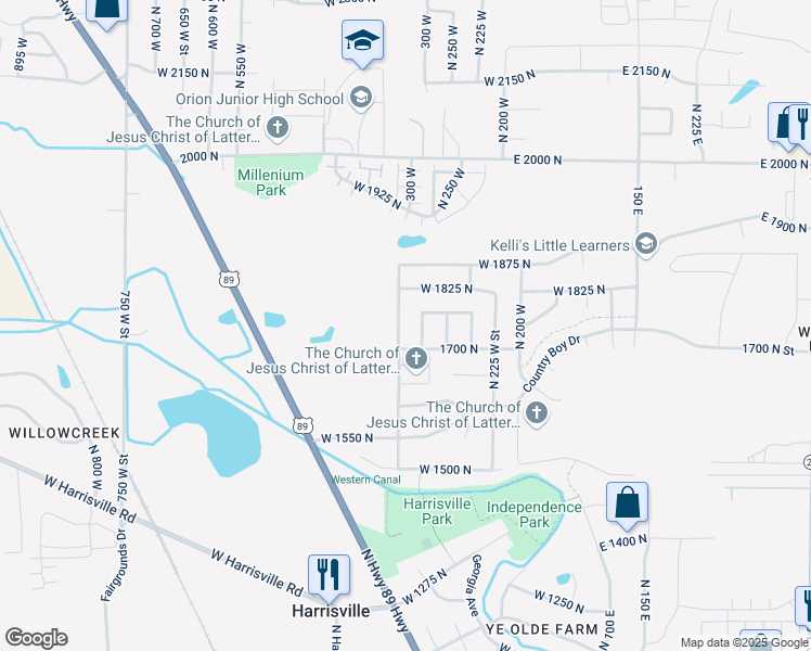 map of restaurants, bars, coffee shops, grocery stores, and more near 1788 North Diane Road in North Ogden