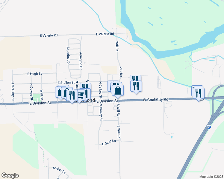 map of restaurants, bars, coffee shops, grocery stores, and more near 2525 East Stellon Street in Diamond