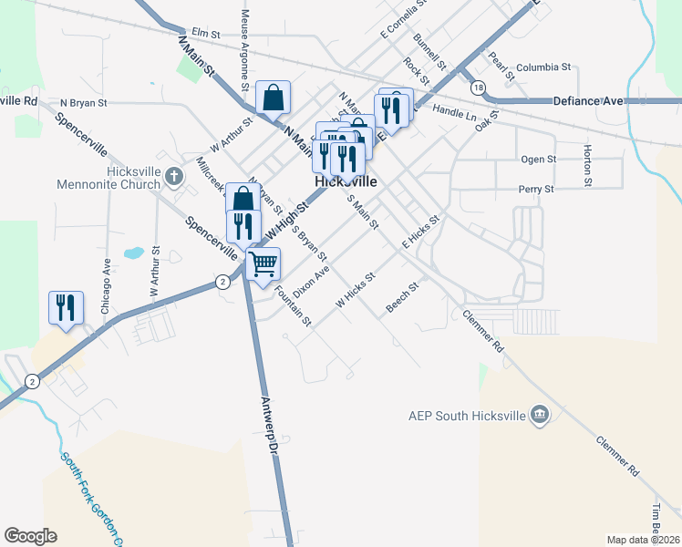 map of restaurants, bars, coffee shops, grocery stores, and more near 117 Dixon Avenue in Hicksville