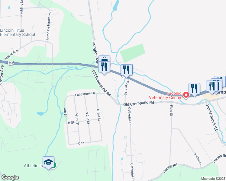 map of restaurants, bars, coffee shops, grocery stores, and more near 3896 Old Crompond Road in Cortlandt