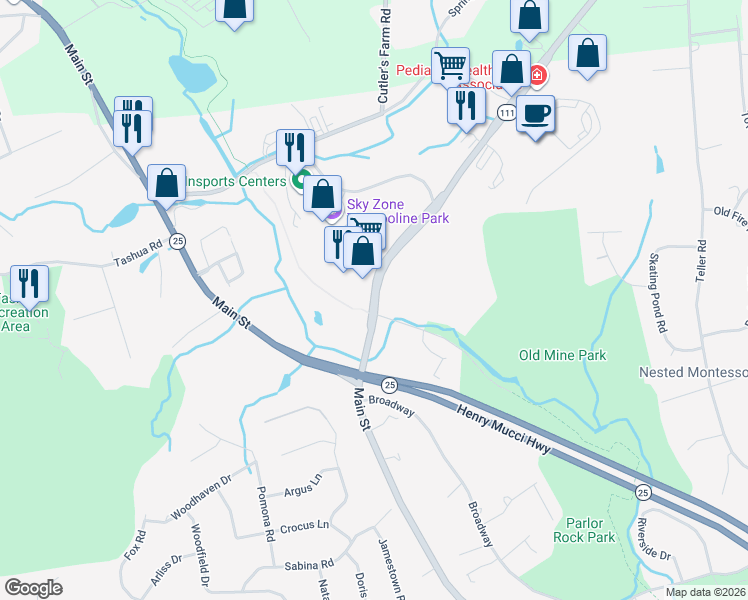 map of restaurants, bars, coffee shops, grocery stores, and more near 48 Monroe Turnpike in Trumbull