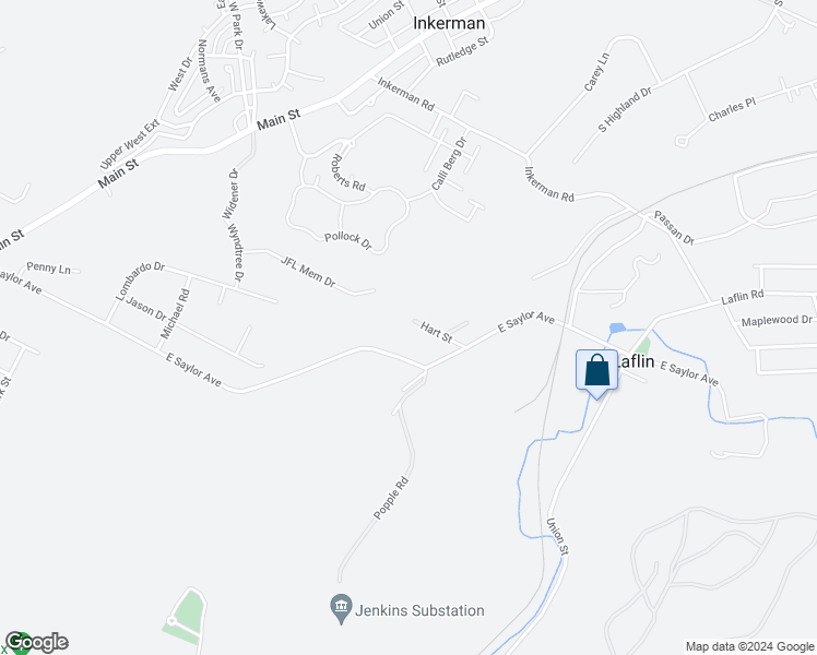 map of restaurants, bars, coffee shops, grocery stores, and more near 1 Hart Street in Wilkes-Barre