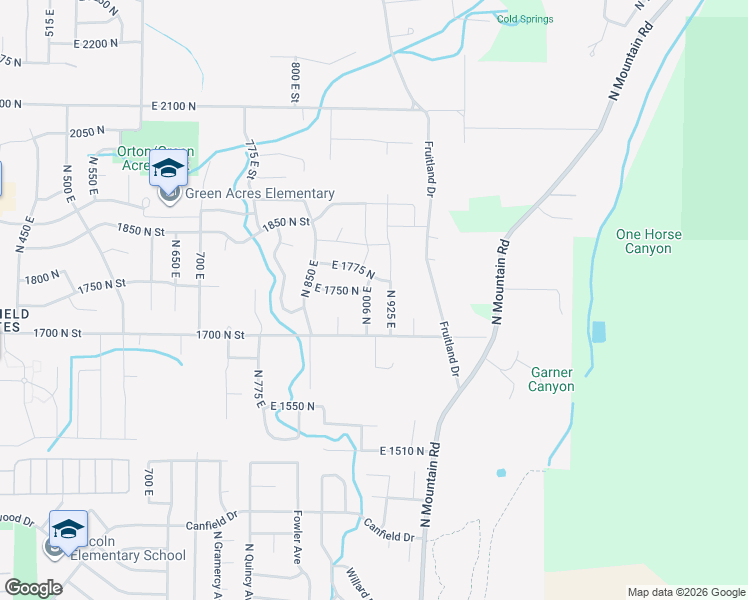 map of restaurants, bars, coffee shops, grocery stores, and more near 1736 North 900 East in North Ogden