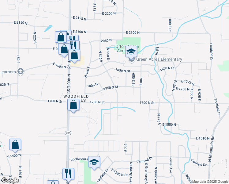 map of restaurants, bars, coffee shops, grocery stores, and more near 1737 North 600 East in Ogden
