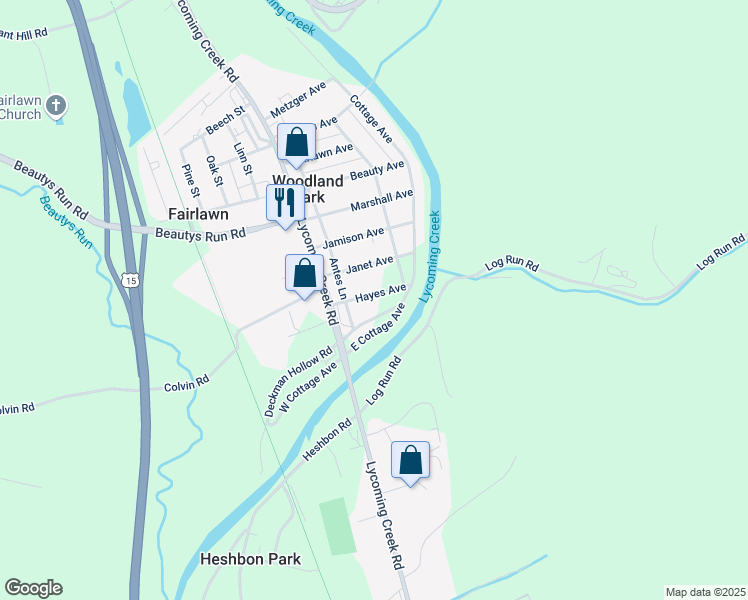 map of restaurants, bars, coffee shops, grocery stores, and more near 1800-1864 Hayes Avenue in Williamsport