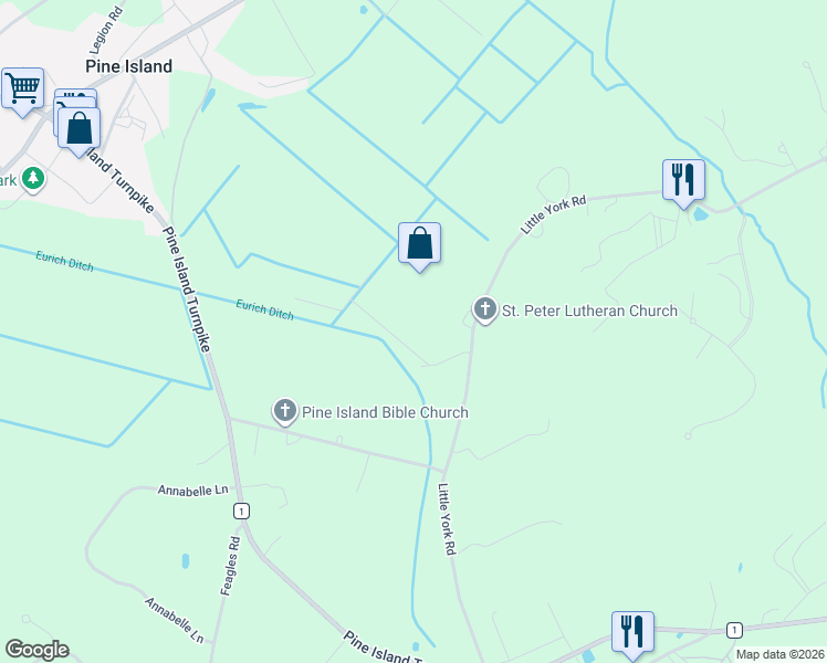map of restaurants, bars, coffee shops, grocery stores, and more near 67 Little York Road in Warwick
