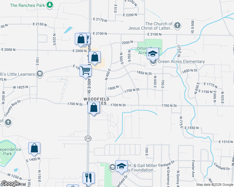 map of restaurants, bars, coffee shops, grocery stores, and more near 1771 475 East in North Ogden
