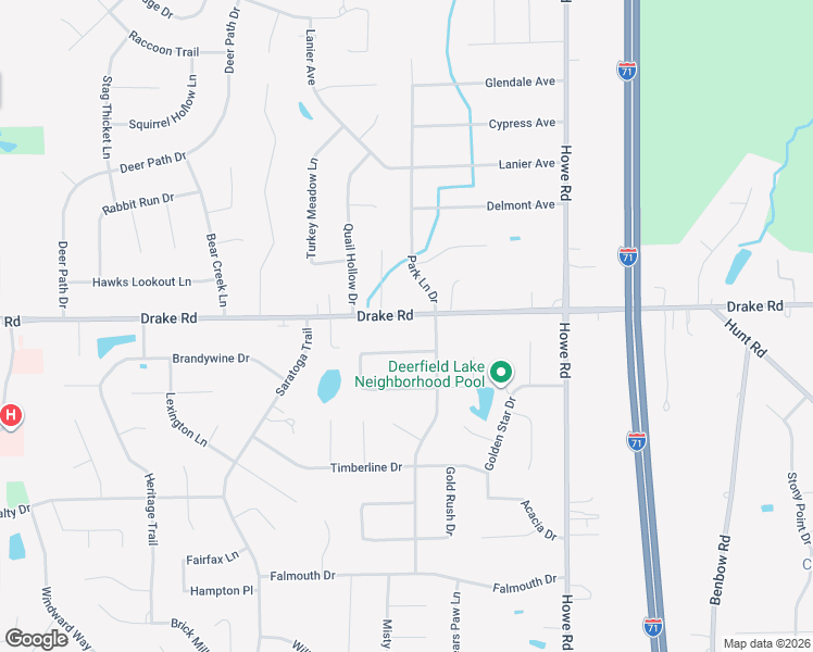 map of restaurants, bars, coffee shops, grocery stores, and more near 16725 Drake Road in Strongsville