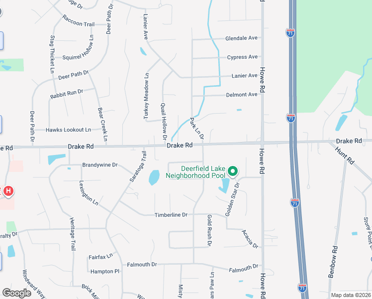 map of restaurants, bars, coffee shops, grocery stores, and more near 16725 Drake Rd in Strongsville