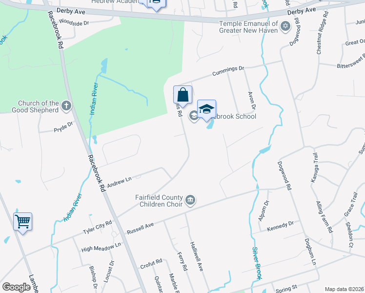 map of restaurants, bars, coffee shops, grocery stores, and more near 100 Grannis Road in Orange