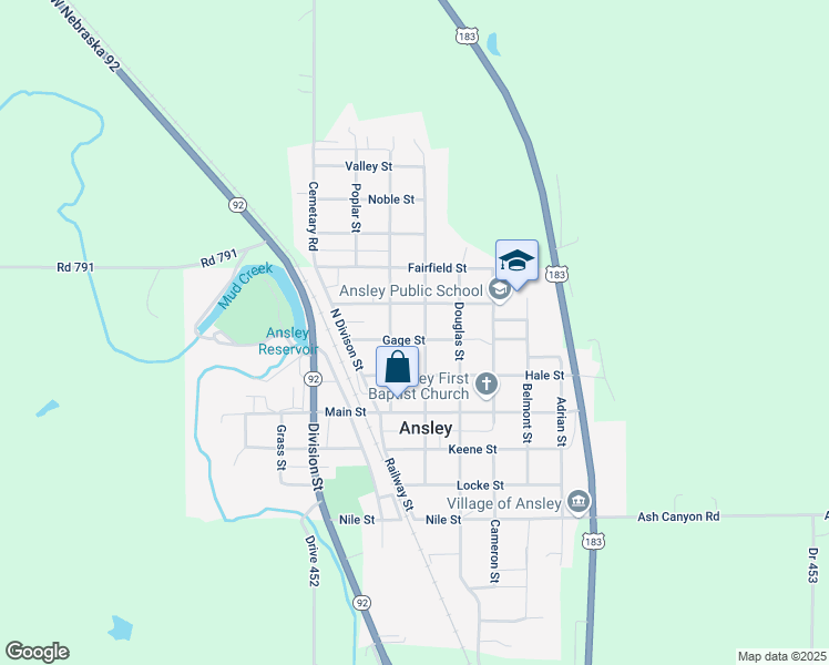 map of restaurants, bars, coffee shops, grocery stores, and more near 106 Gage Street in Ansley