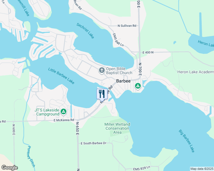 map of restaurants, bars, coffee shops, grocery stores, and more near 3693 N Barbee Rd in Warsaw