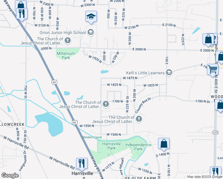 map of restaurants, bars, coffee shops, grocery stores, and more near 328 West 1775 North in Ogden
