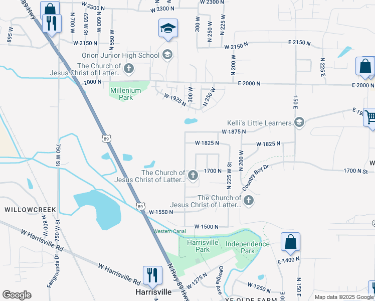 map of restaurants, bars, coffee shops, grocery stores, and more near 1788 North Diane Road in North Ogden
