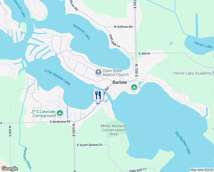 map of restaurants, bars, coffee shops, grocery stores, and more near 3693 North Barbee Road in Warsaw