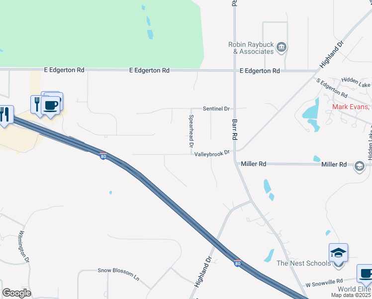 map of restaurants, bars, coffee shops, grocery stores, and more near 4820 Valleybrook Drive in Brecksville