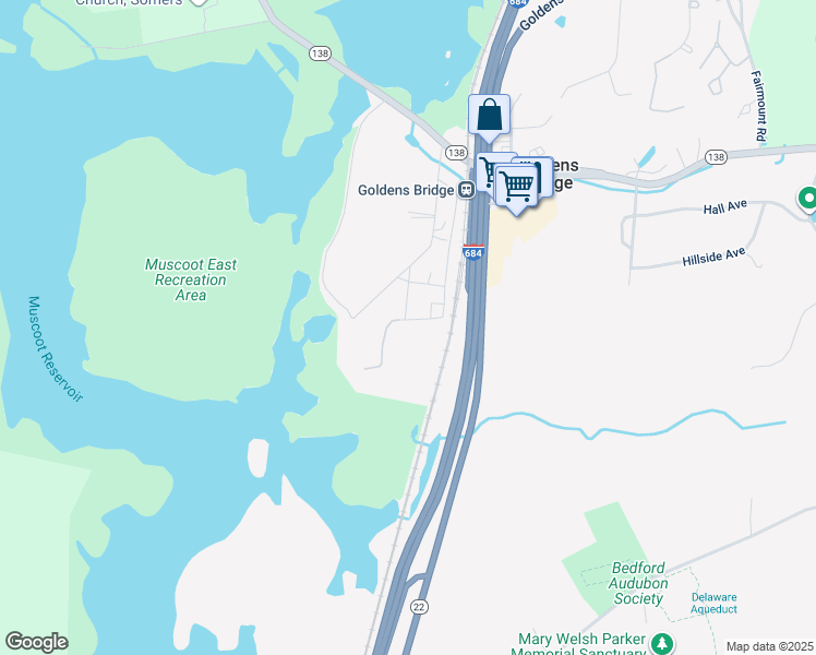 map of restaurants, bars, coffee shops, grocery stores, and more near 14 Mandia Lane in Goldens Bridge