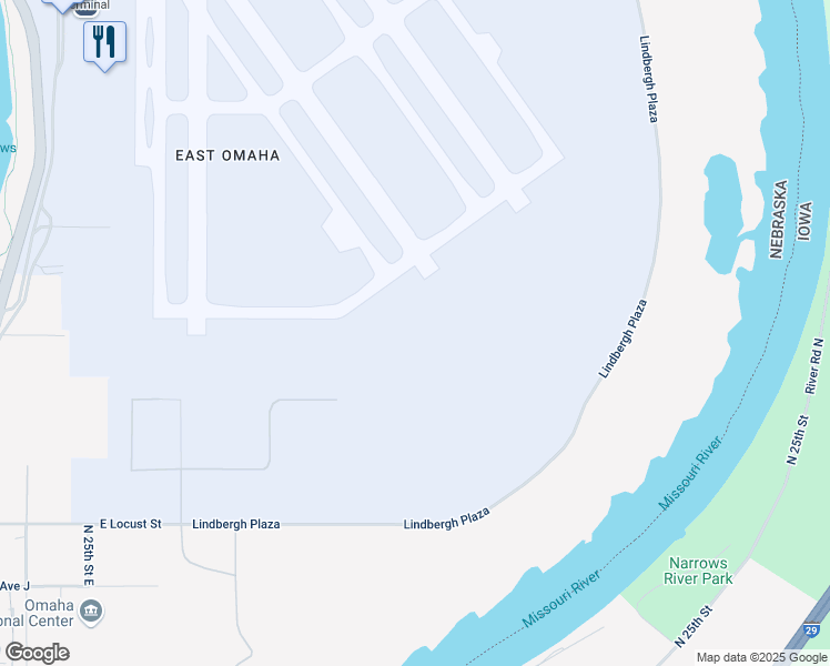 map of restaurants, bars, coffee shops, grocery stores, and more near 4501 Abbott Drive in Omaha