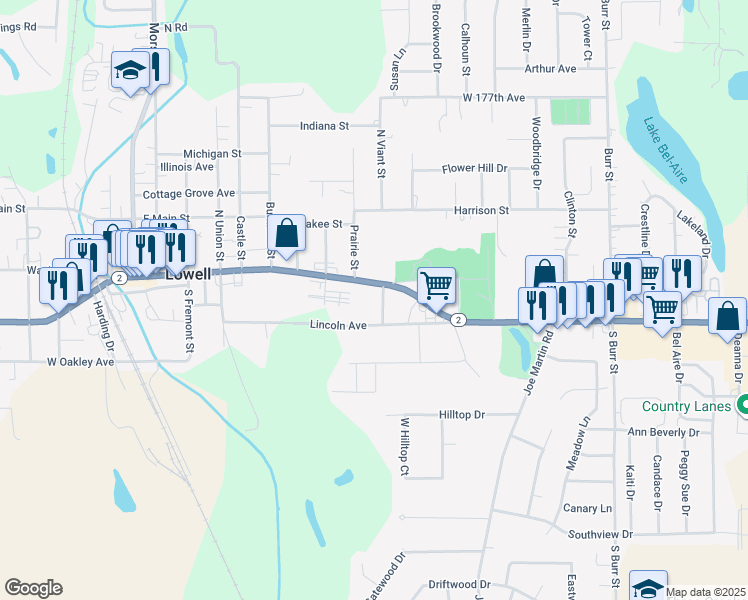 map of restaurants, bars, coffee shops, grocery stores, and more near 134-164 South Viant Street in Lowell