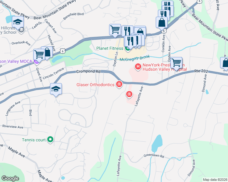 map of restaurants, bars, coffee shops, grocery stores, and more near 1979 Crompond Road in Cortlandt