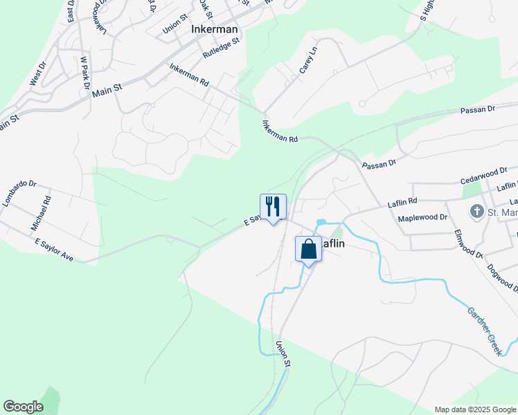 map of restaurants, bars, coffee shops, grocery stores, and more near Market Street in Wilkes-Barre