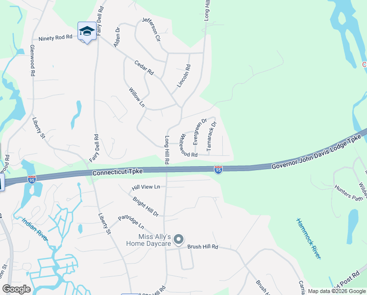 map of restaurants, bars, coffee shops, grocery stores, and more near 10 Whitewood Road in Clinton