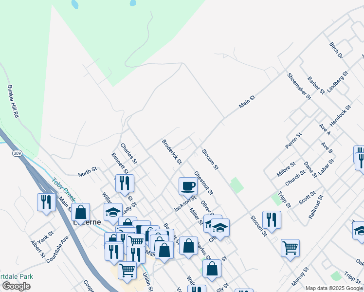 map of restaurants, bars, coffee shops, grocery stores, and more near 29 Pettebone Street in Kingston