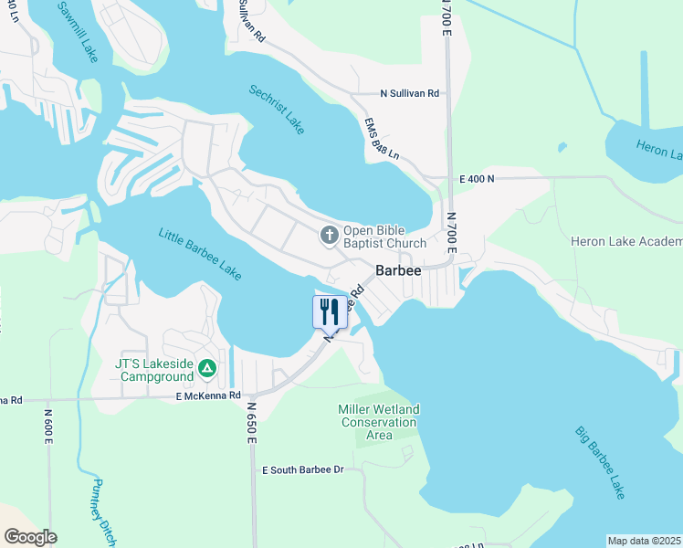 map of restaurants, bars, coffee shops, grocery stores, and more near 3693 N Barbee Rd in Warsaw