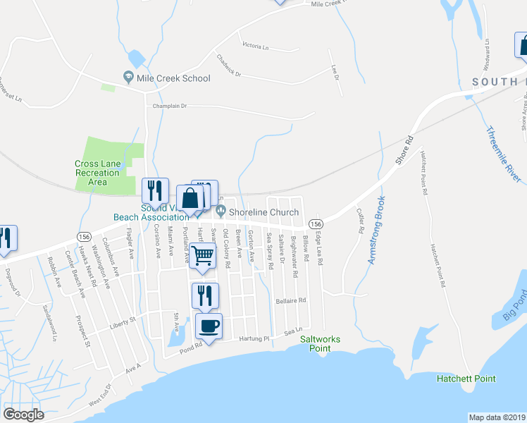 map of restaurants, bars, coffee shops, grocery stores, and more near 306 Sea Spray Road in Old Lyme