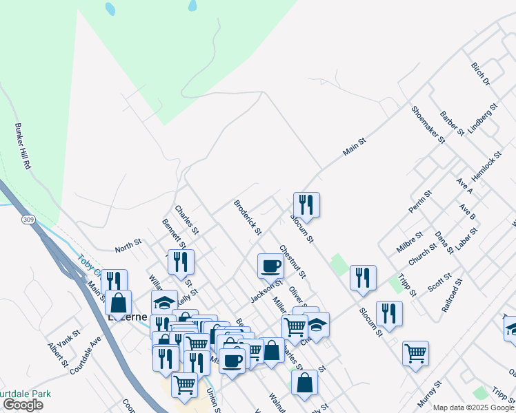map of restaurants, bars, coffee shops, grocery stores, and more near 29 Pettebone St in Kingston