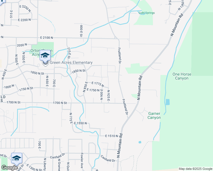 map of restaurants, bars, coffee shops, grocery stores, and more near 1779 North 925 East in Ogden